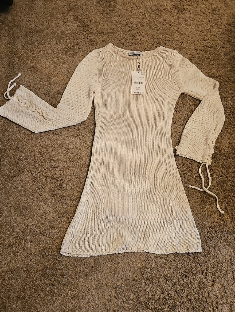 ZARA Cream Open-Knit Pullover Sweater dress